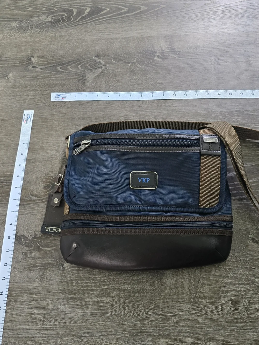 Tumi Navy and Brown Men's Extendable Messenger Bag